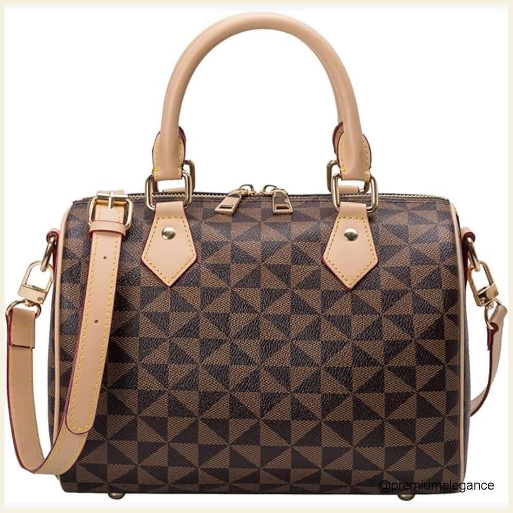 Large Faux Leather Satchel Handbag with Adjustable Strap Multi-Purpose